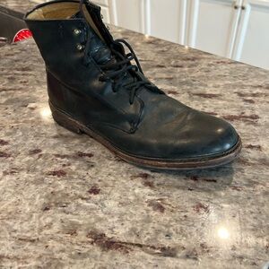 Frye Black Leather Lace-Up Boots